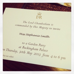 Invitation card to Buckingham Palance